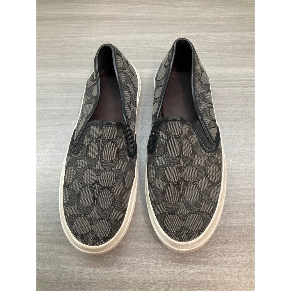 COACH CHRISSY C JACQUARD CANVAS SLIP ON SHOES